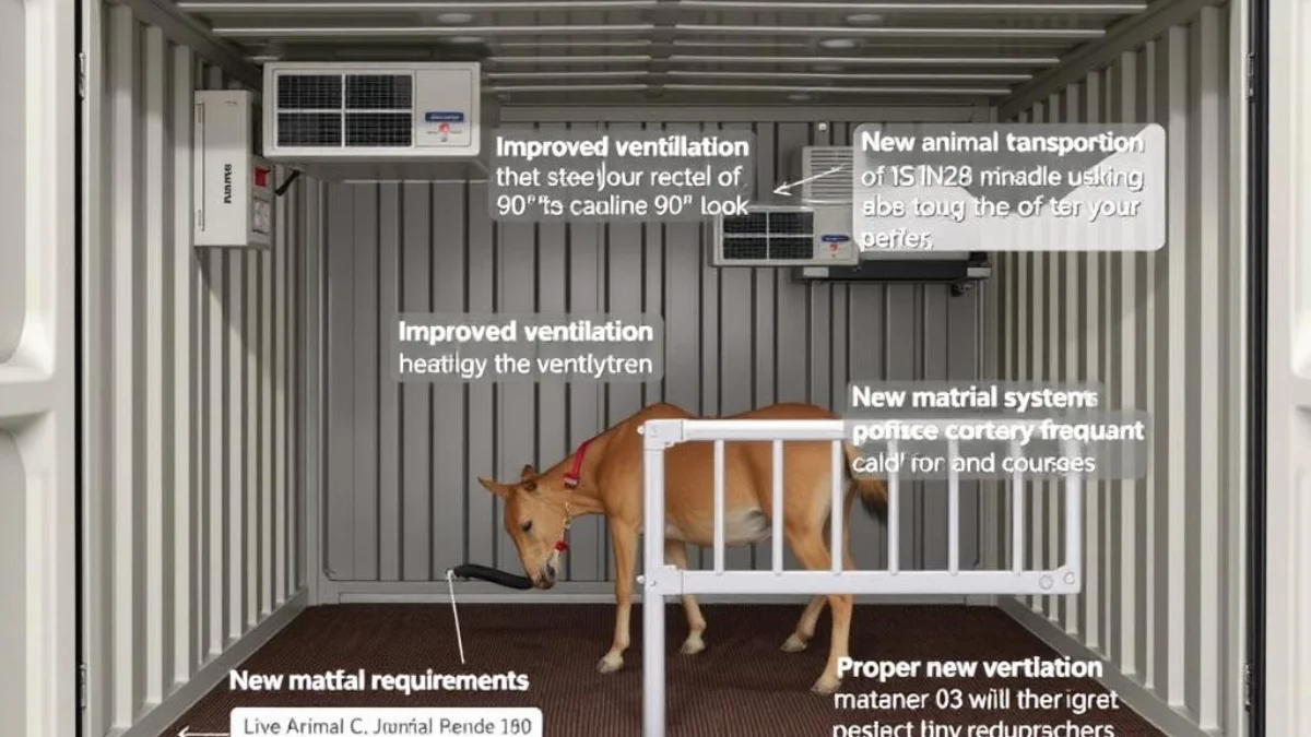 Updated animal transport container with new ventilation specifications