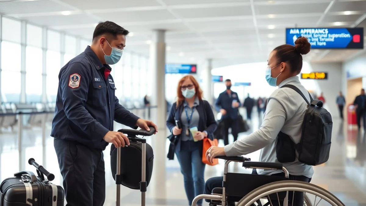 Ground operations staff implementing new IATA procedures for special assistance passengers