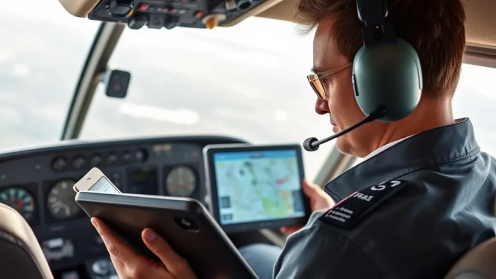 Helicopter pilot reviewing updated FAA route charts