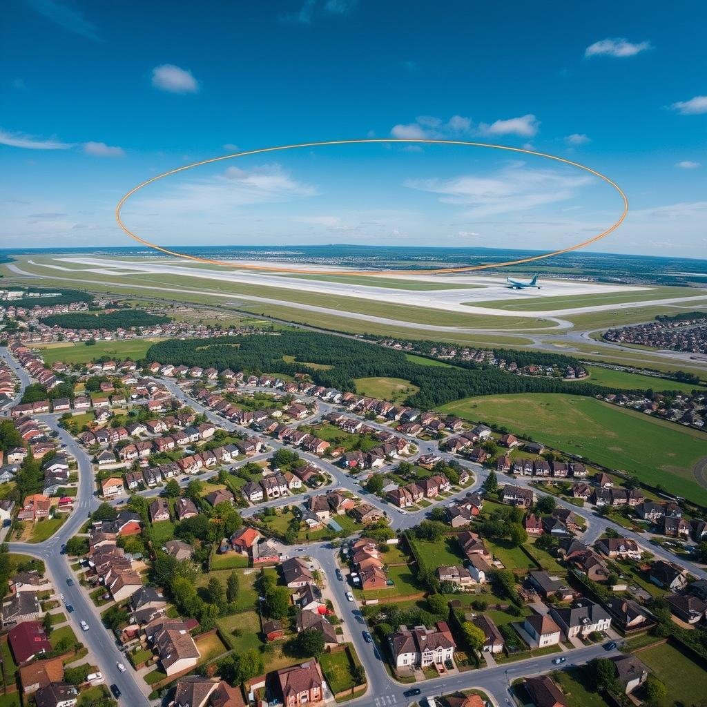 Residential area near helicopter route with noise concerns