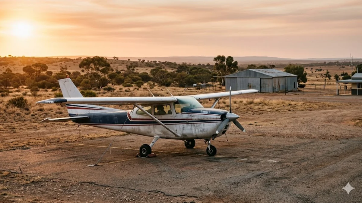 Ageing general aviation aircraft parked on regional Australian airfield, representing CASA review of legacy structural fatigue airworthiness directives