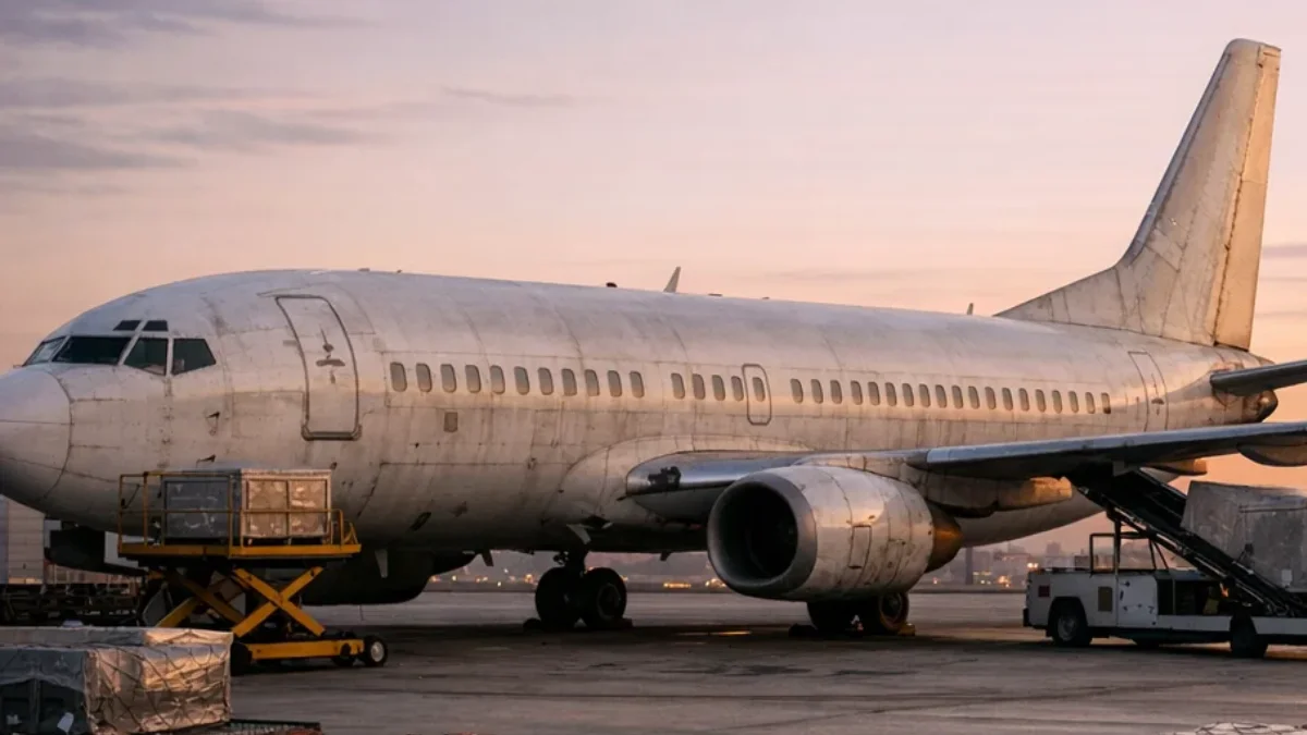 Classic-era commercial aircraft on cargo ramp, representing FAA AD 2026-13-15 5G Canadian airspace limitations for legacy Boeing 707, 727, DC-9, DC-10, and MD-series aircraft`