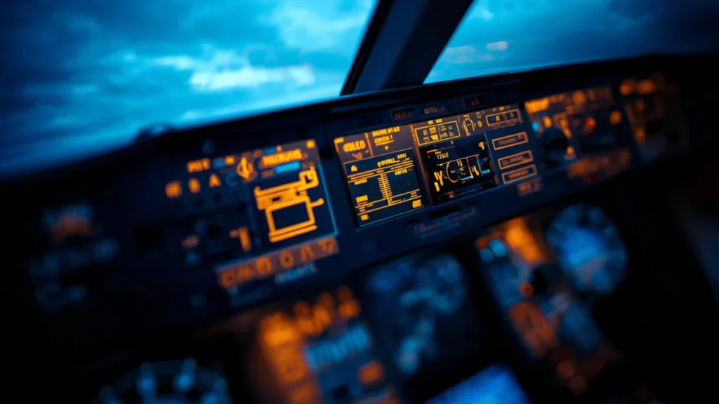 Commercial aircraft Mode Control Panel and autoflight glareshield controls, representing the uncommanded altitude change risk addressed by FAA AD 2026-12-07 on Boeing 787 aircraft
